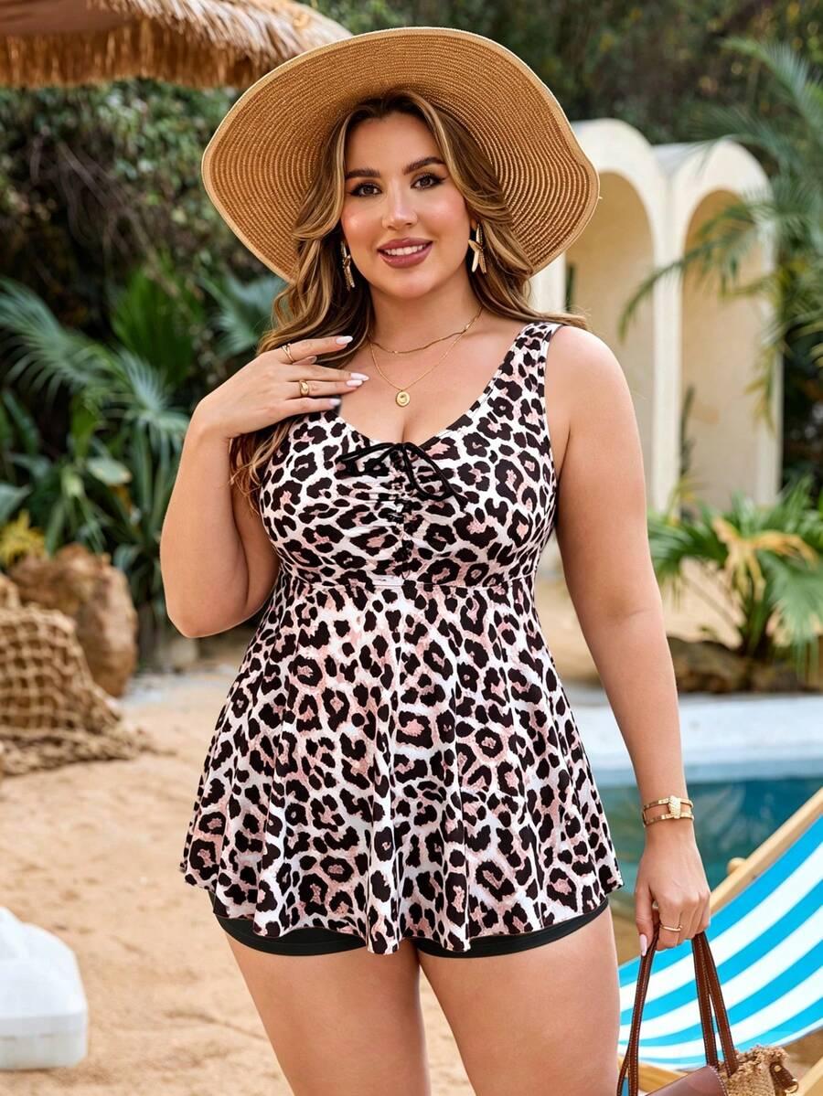 dwuczęściowy strój kąpielowy animal print