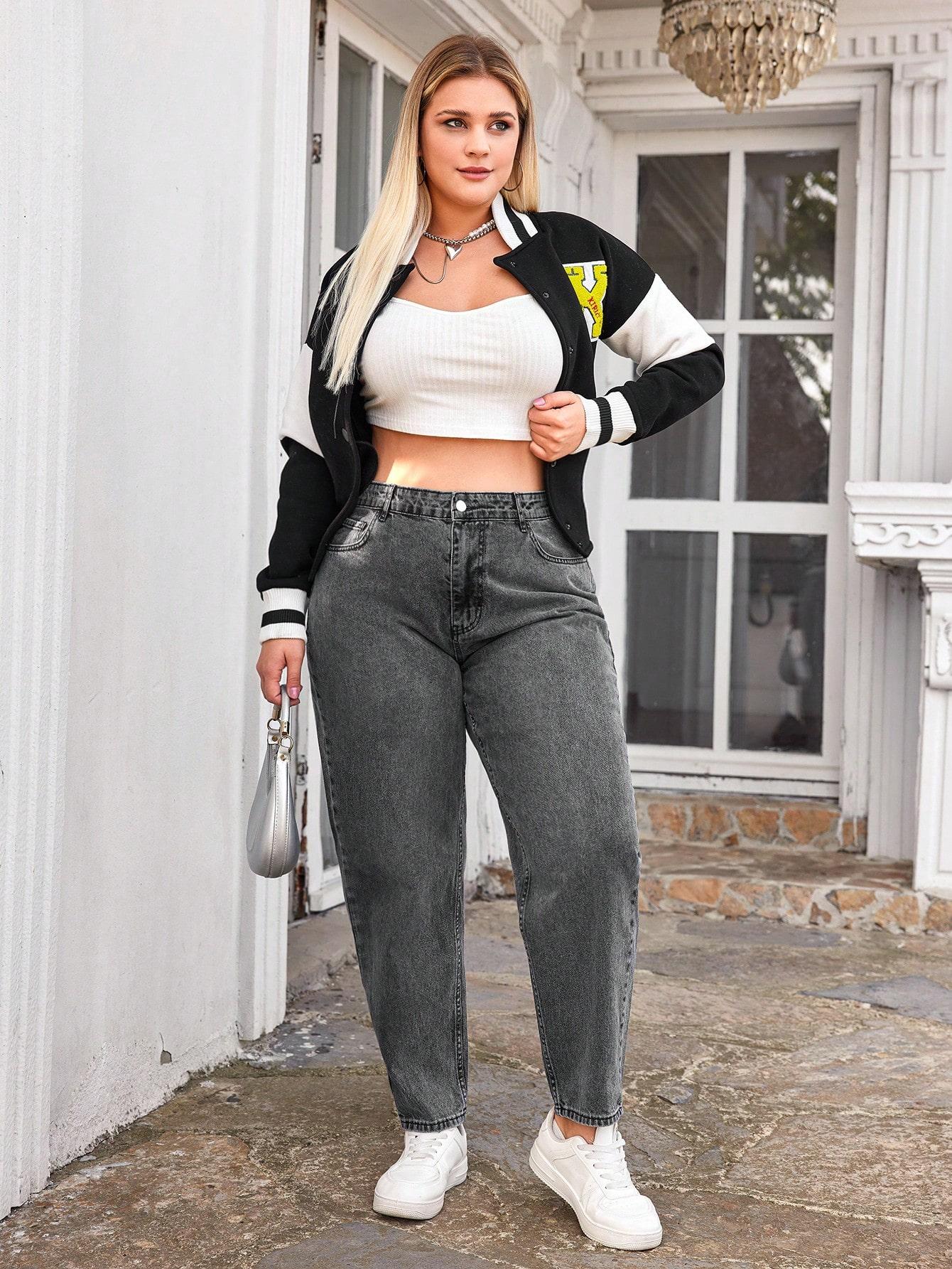 szare spodnie wysoki stan jeans