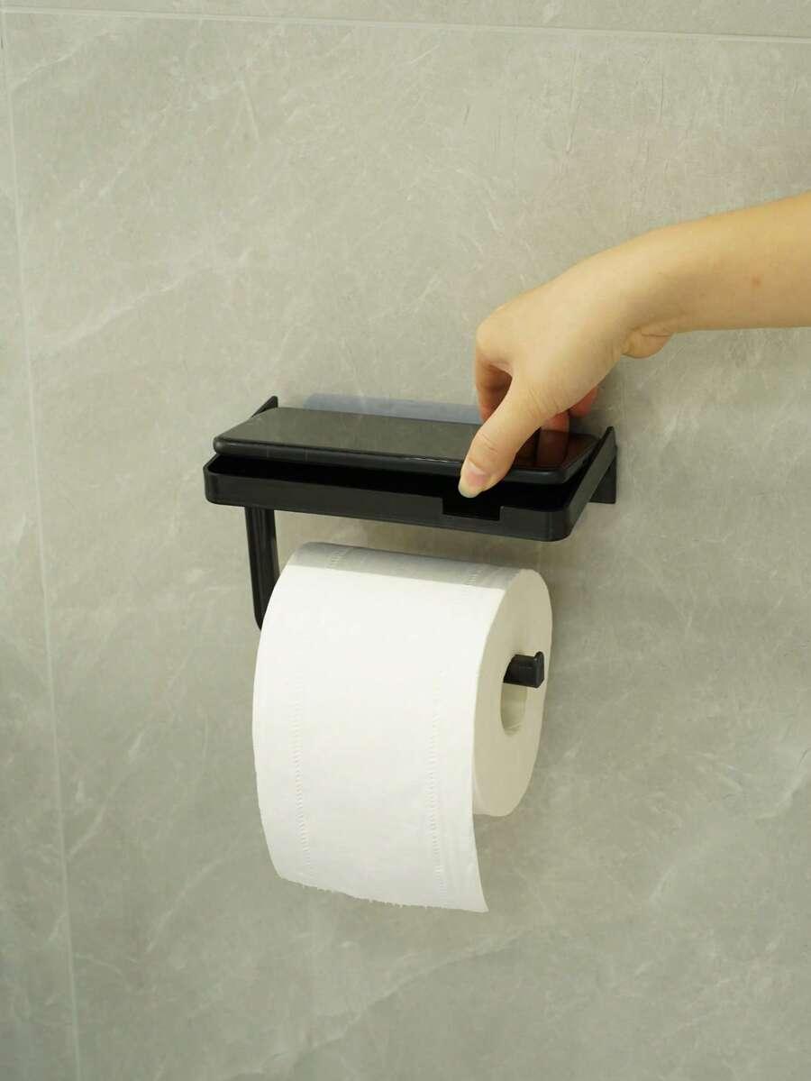 czarny SAMOPRZYLEPNY UCHWYT na papier toaletowy