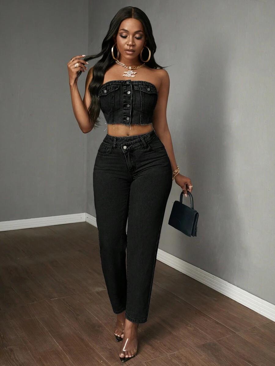 CZARNY TOP JEANS