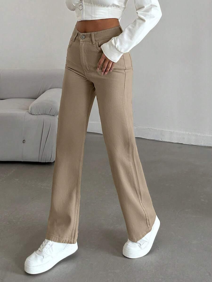 BRĄZOWE SPODNIE JEANS