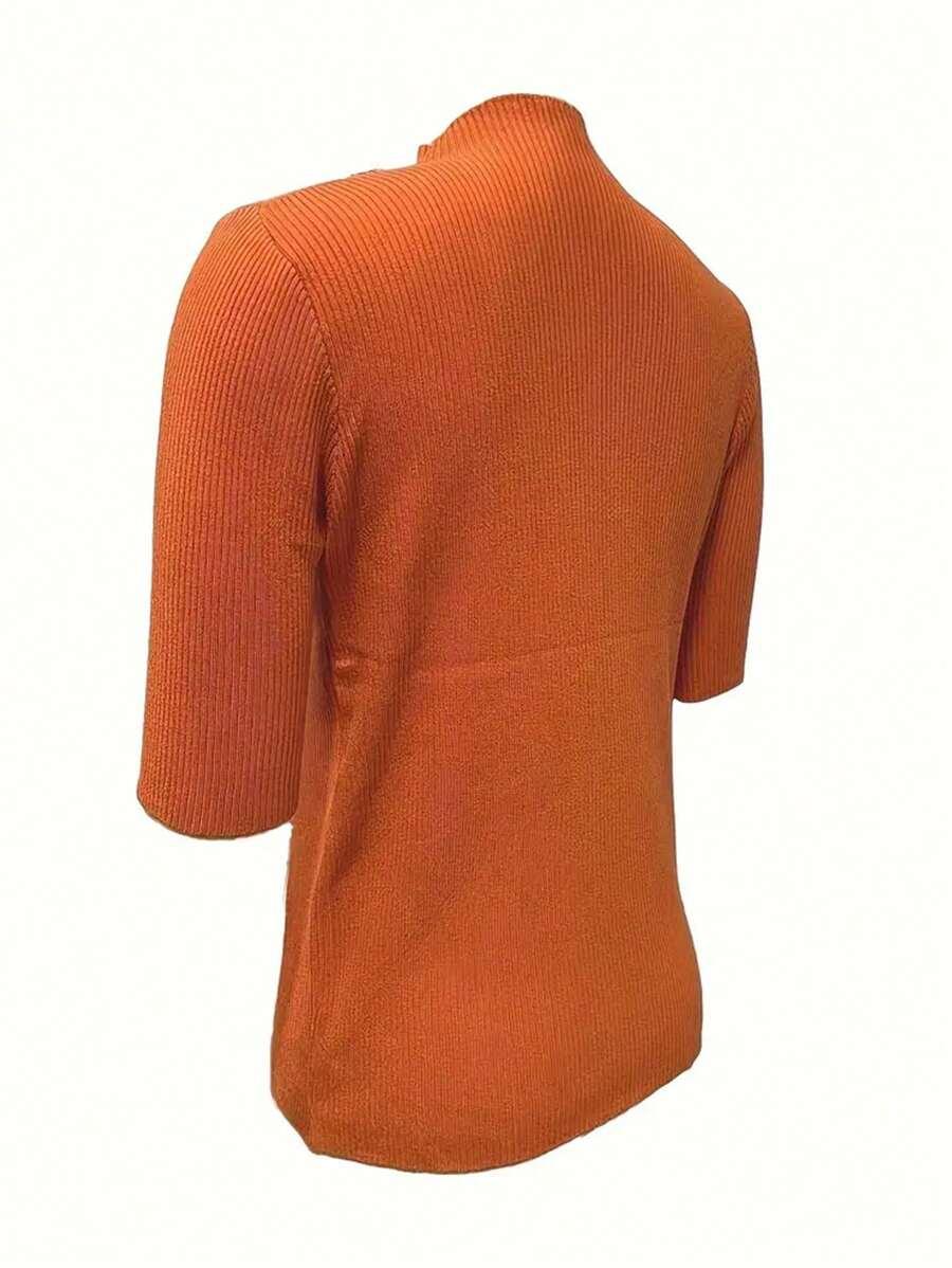pomarańczowy sweter z krótkim rękawem