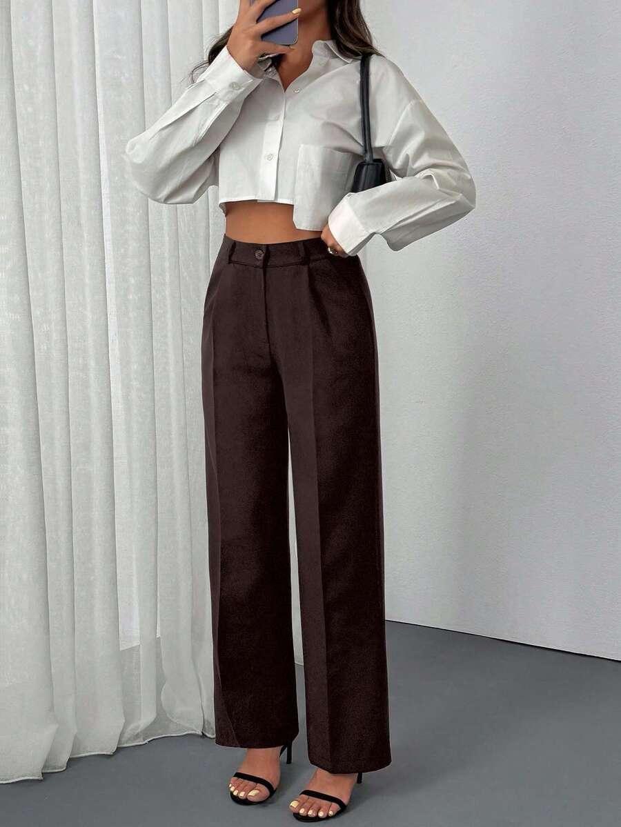 BRĄZOWE ELEGANCKIE SPODNIE