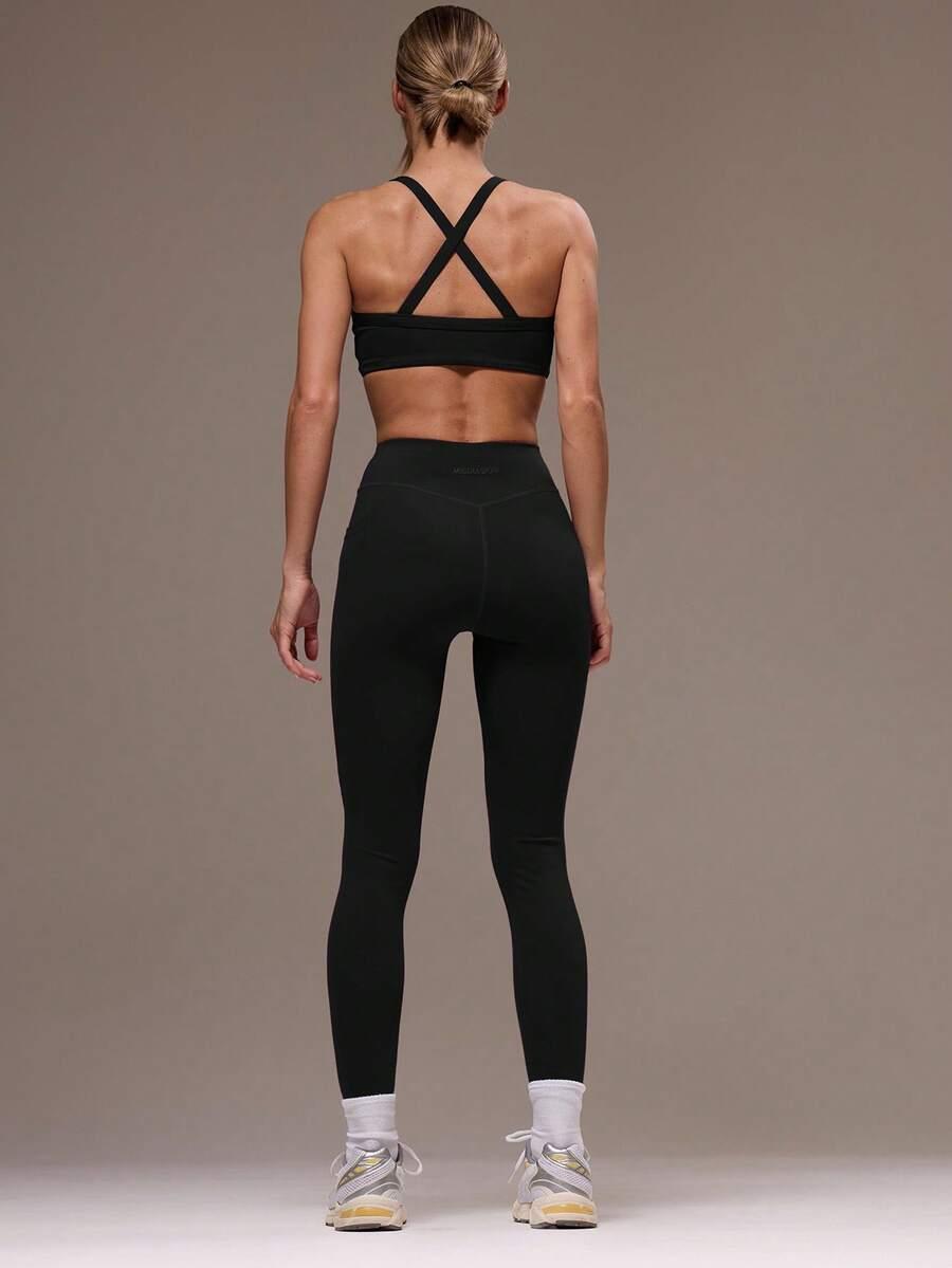 czarny top legginsy komplet