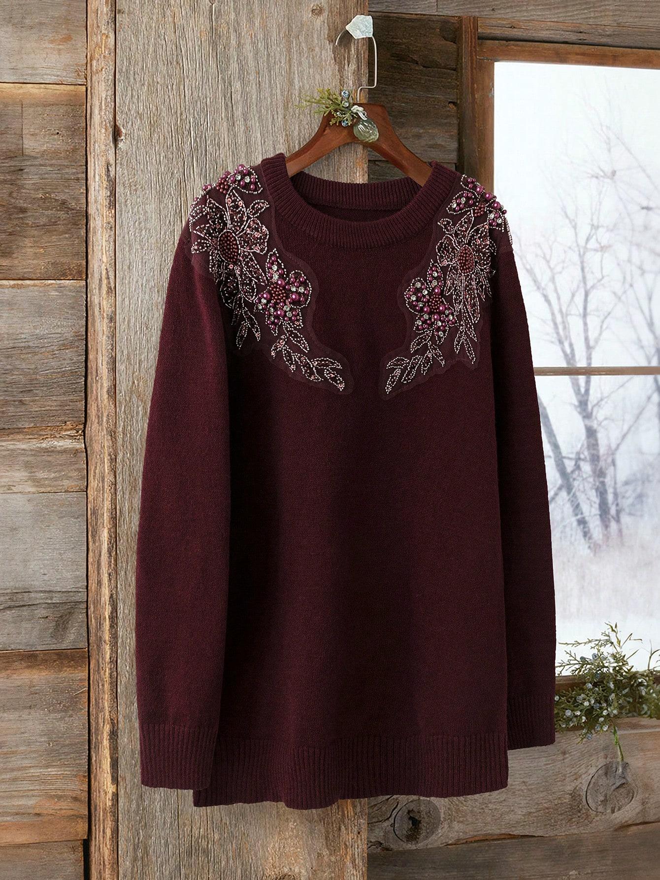 SWETER DAMSKI Z OKRĄGŁYM DEKOLTEM 