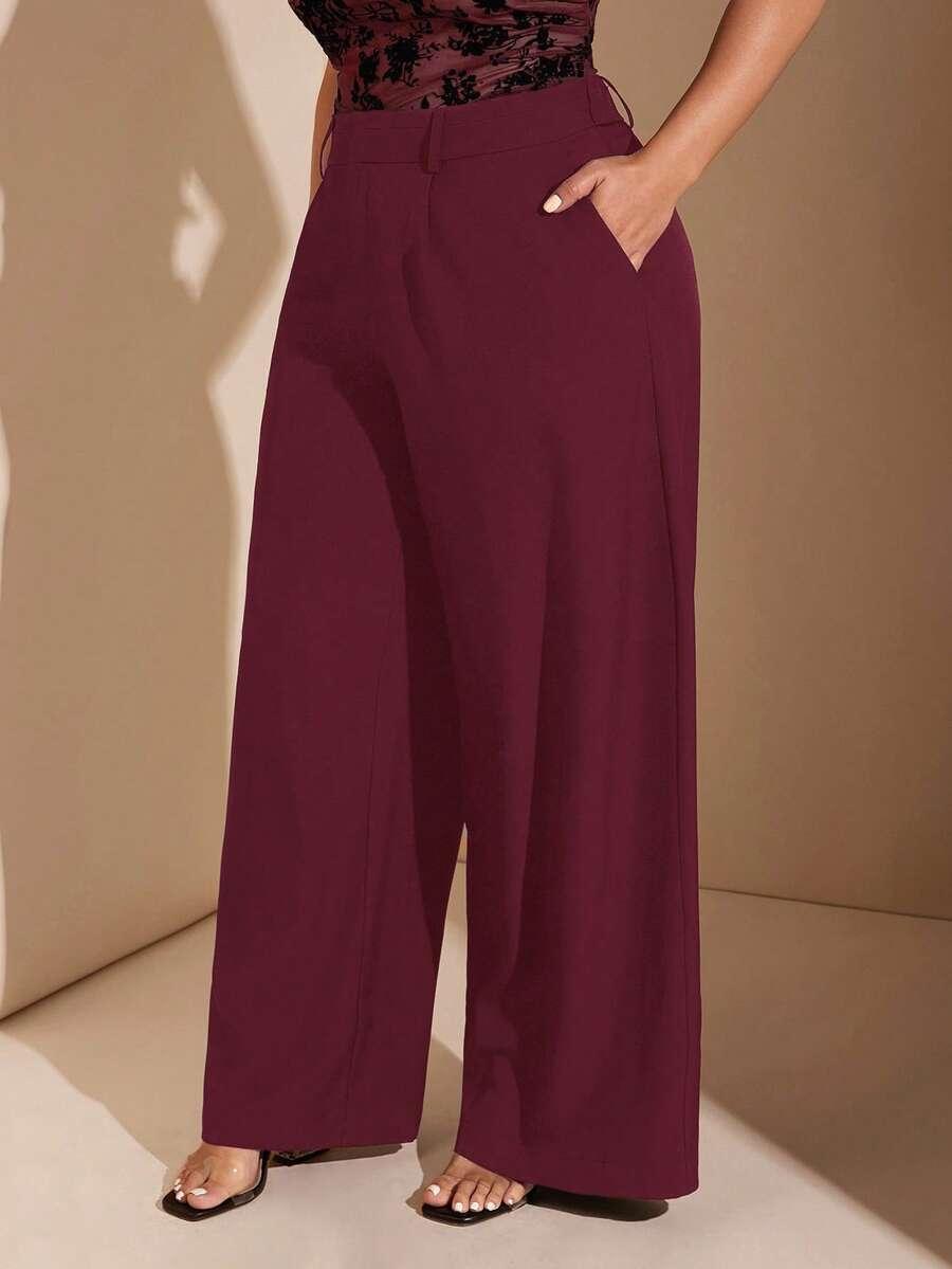 bordowe eleganckie spodnie 