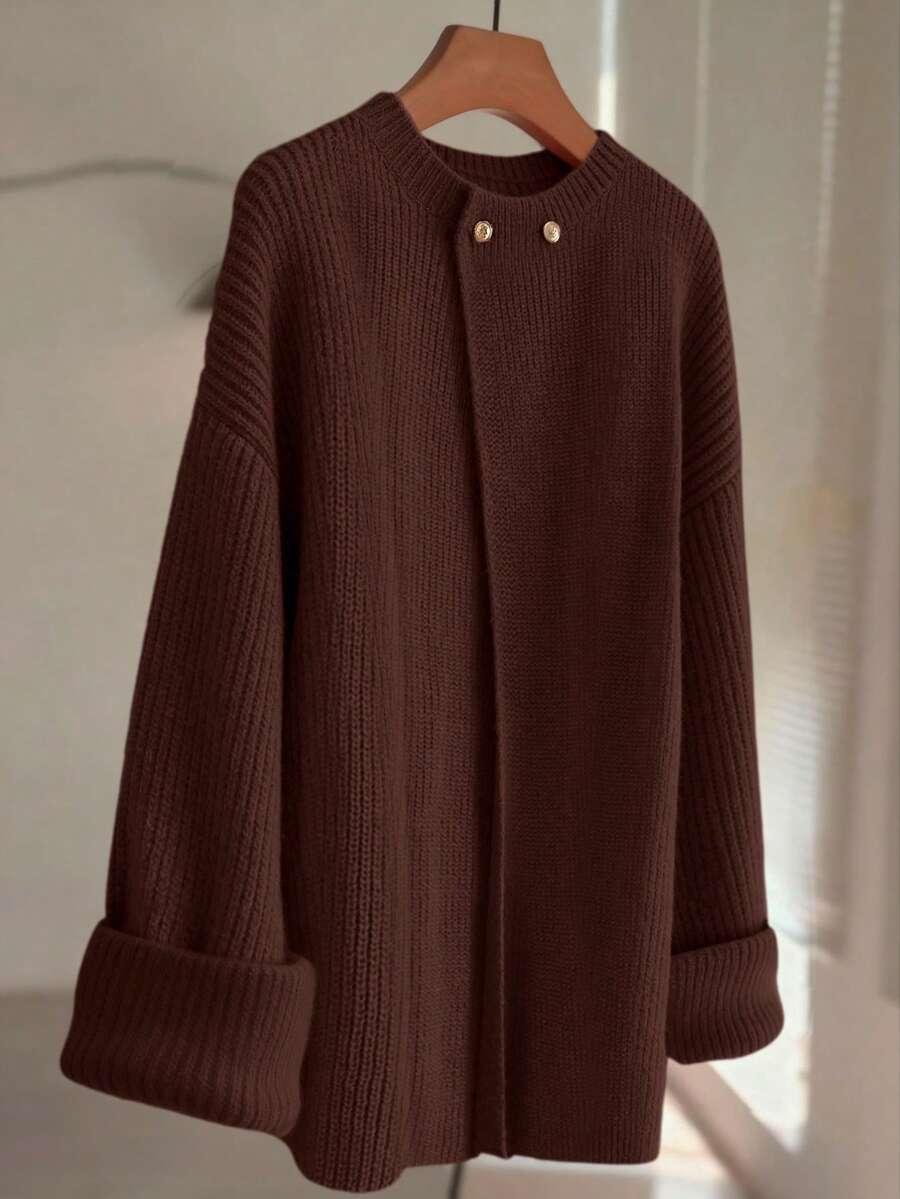 brązowy sweter narzutka