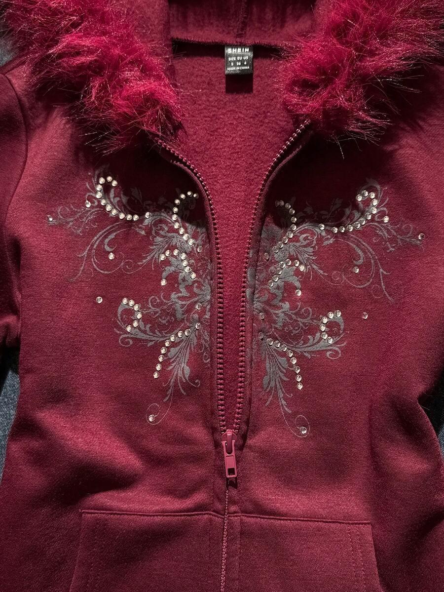 bordowa rozpinana bluza kaptur 
