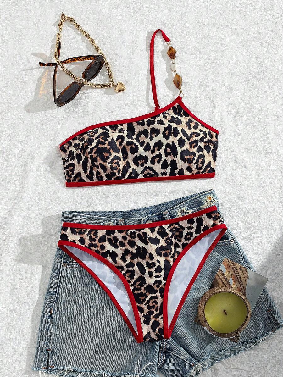 dwuczęściowy strój kąpielowy animal print