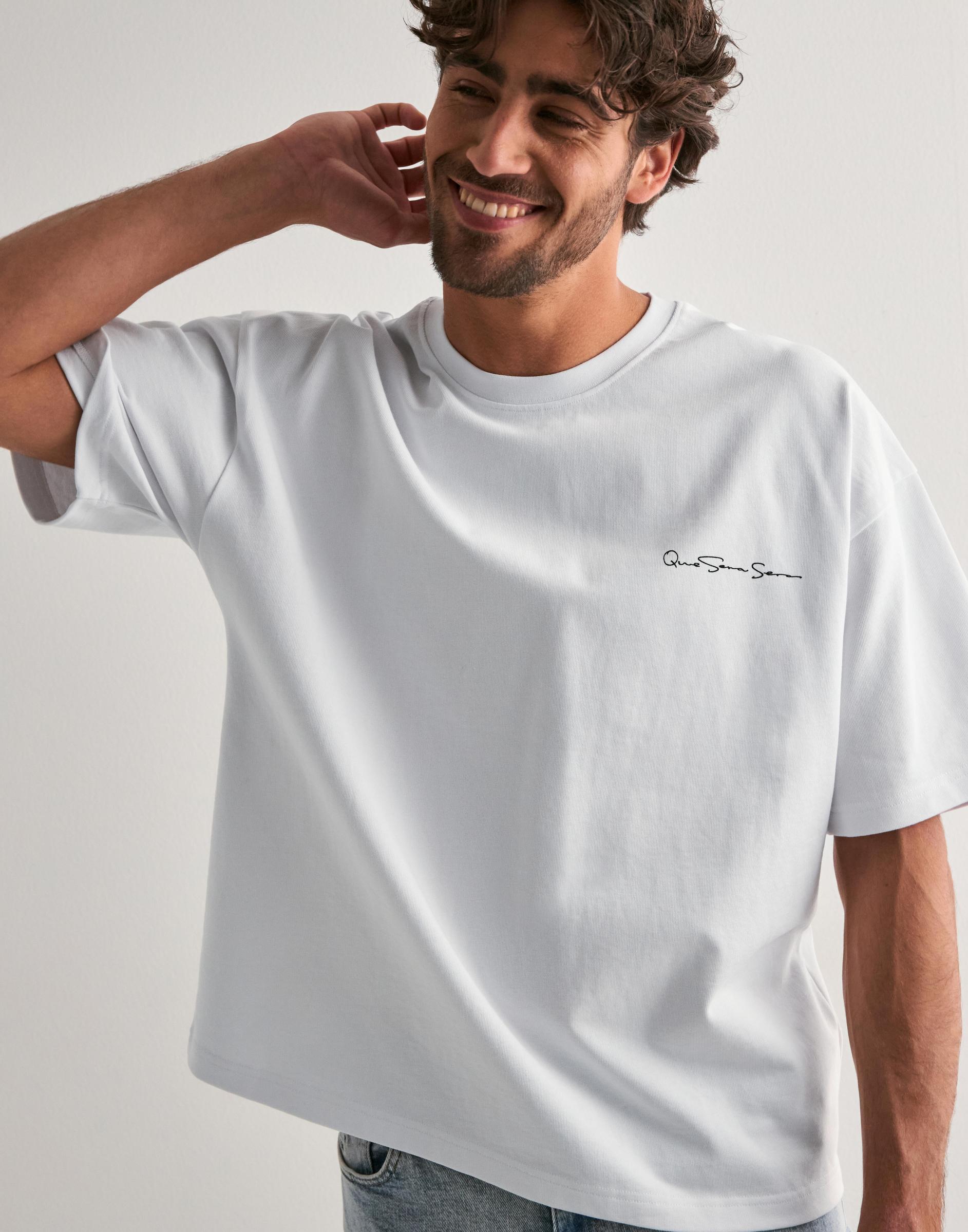 biały t-shirt oversize logo