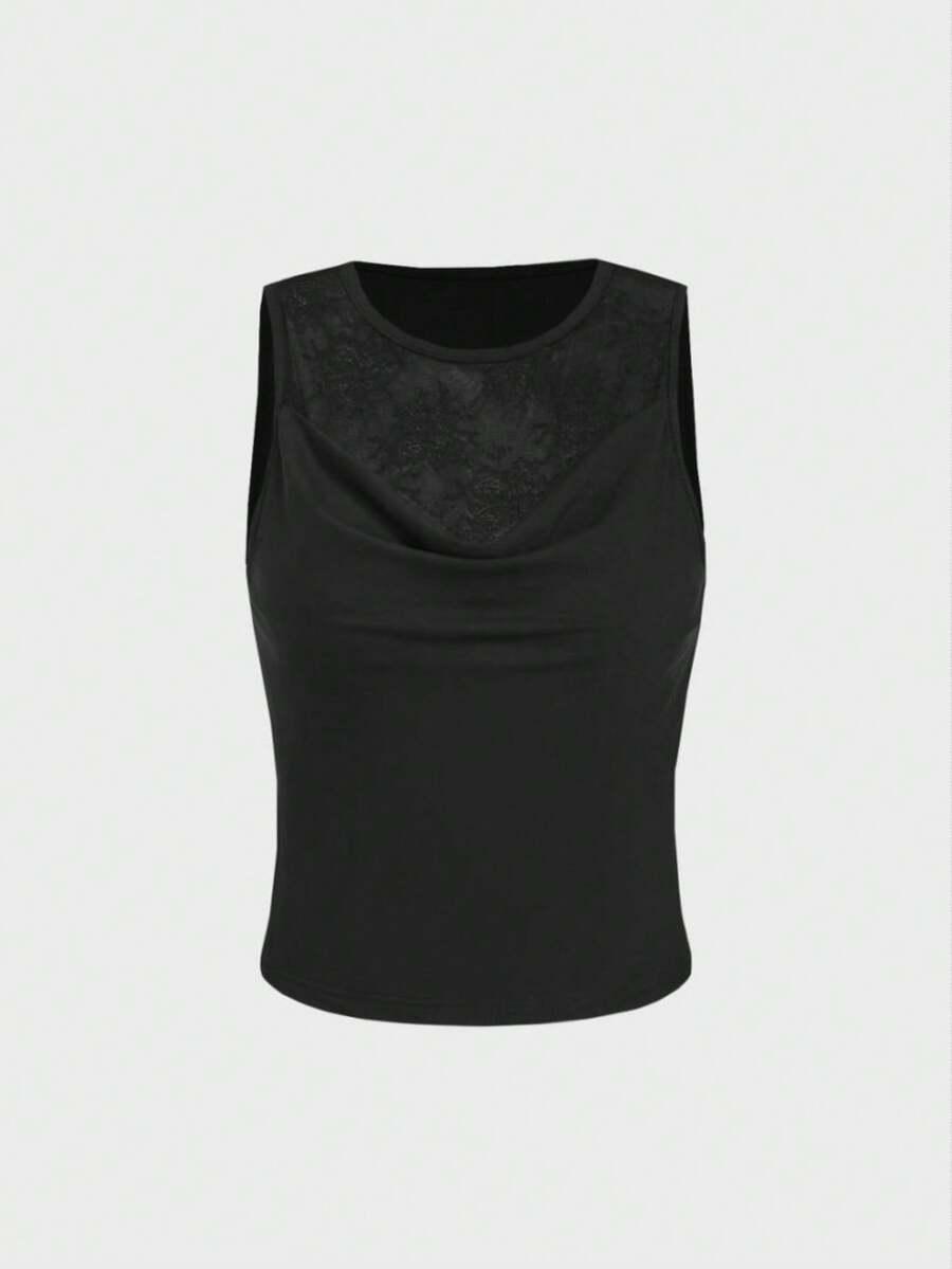 CZARNY TOP KORONKA