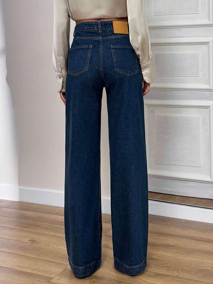GRANATOWE SPODNIE JEANS 
