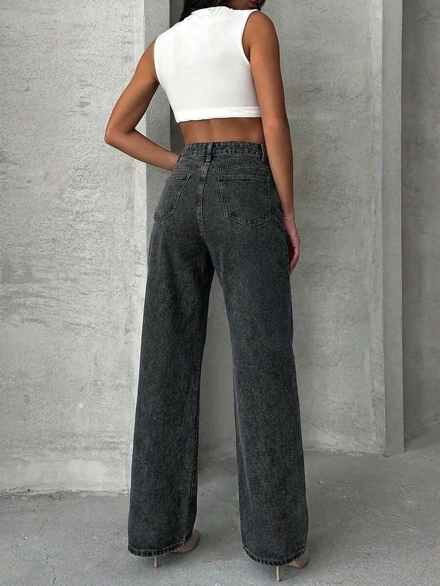 CZARNE SPODNIE JEANS