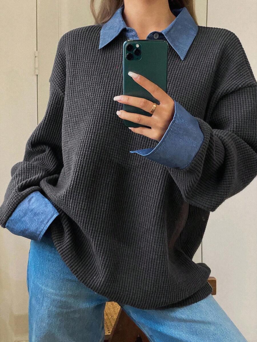 SWETER ŁĄCZENIE KOŁNIERZYK
