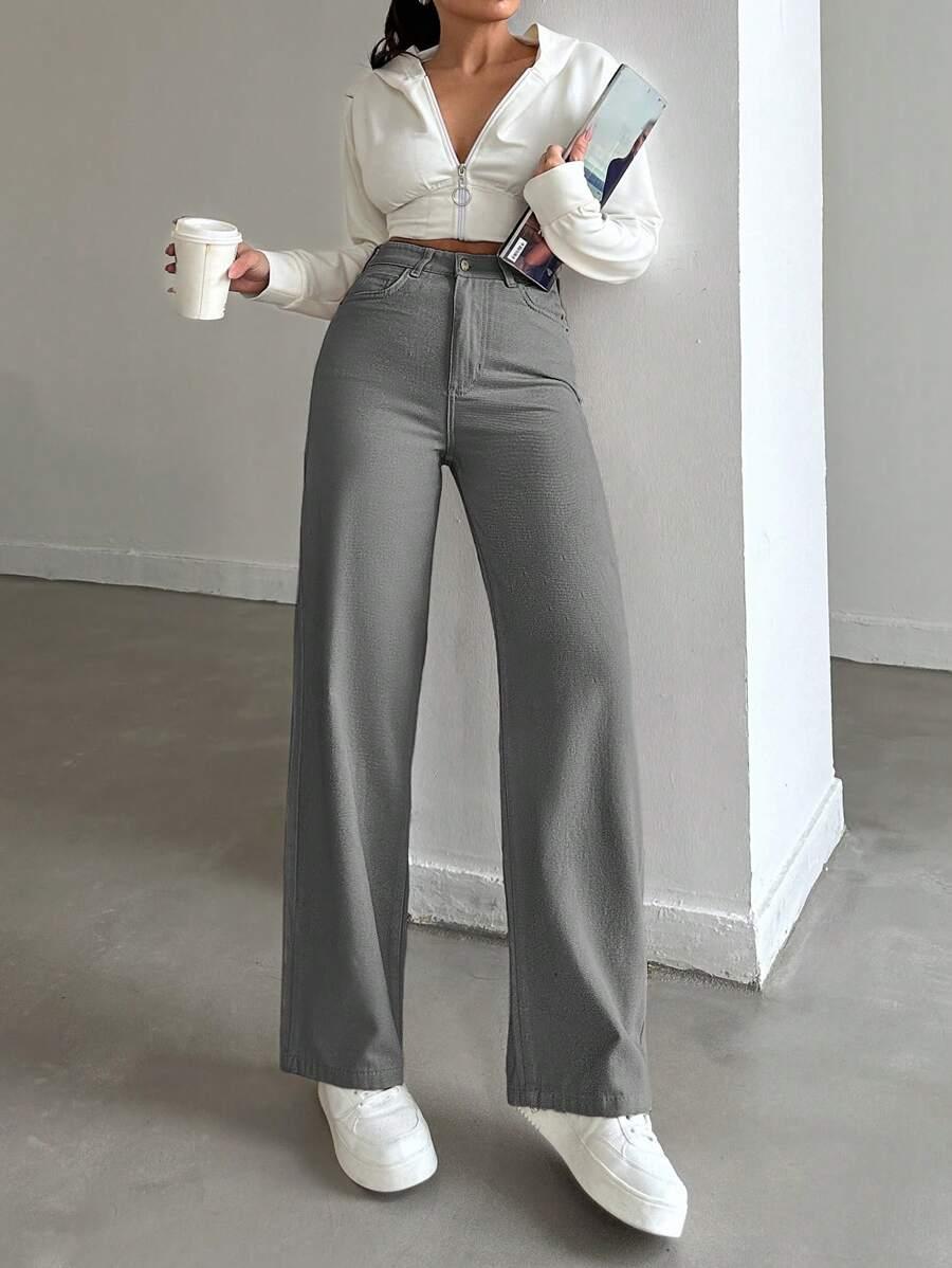 SZARE SPODNIE JEANS