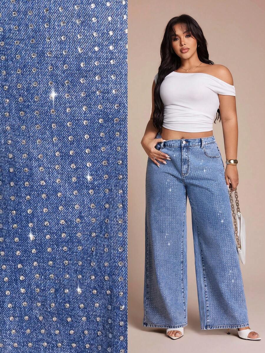 NIEBIESKIE SPODNIE JEANS ZDOBIENIA