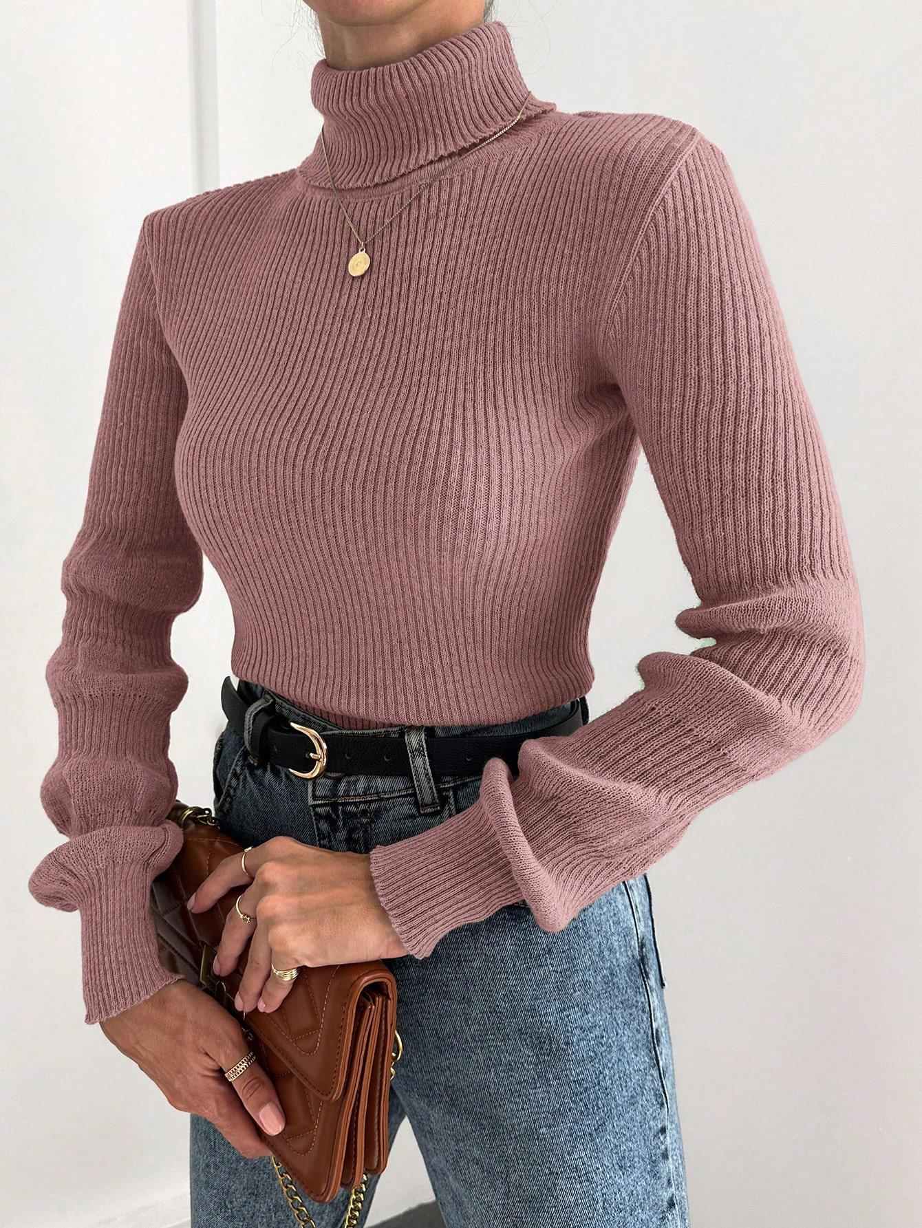 różowy dopasowany SWETER GOLF