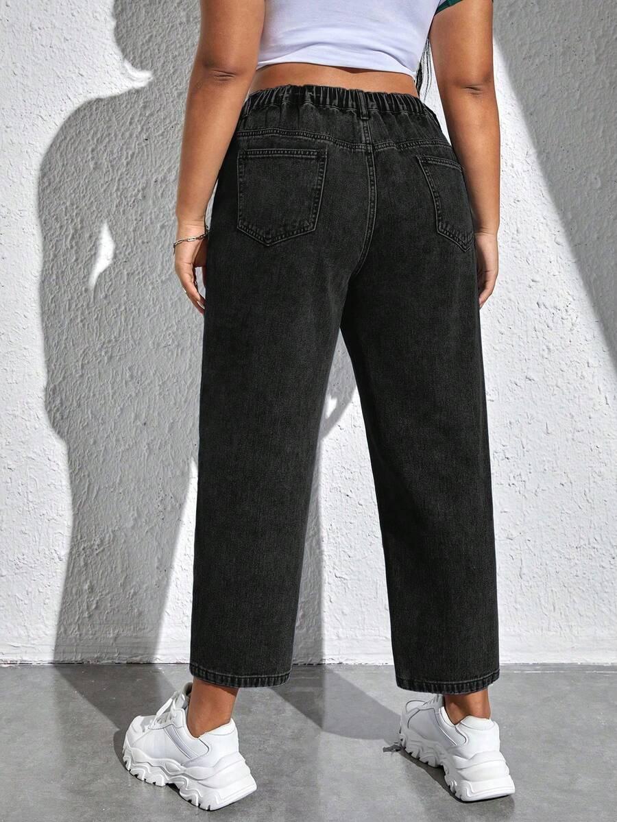 SPODNIE JEANSOWE MOM JEANS Z PRZETRACIAMI
