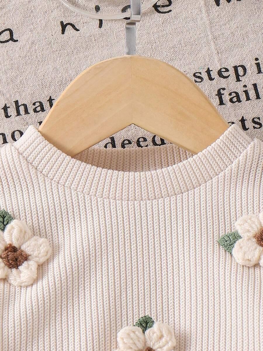 sweter spodnie komplet kwiaty 