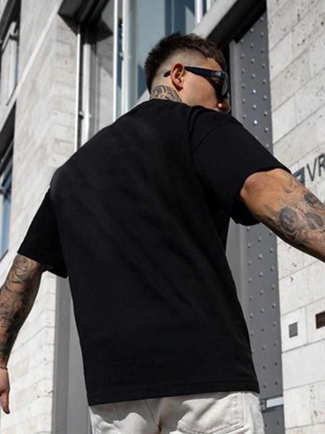 CZARNY T-SHIRT CASUAL 
