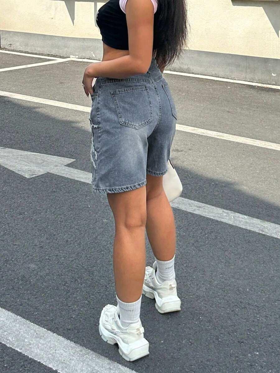 krótkie spodenki jeans ripped