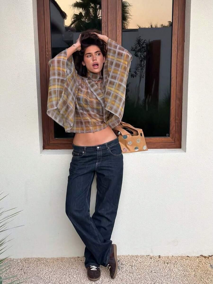 bluzka oversize krata