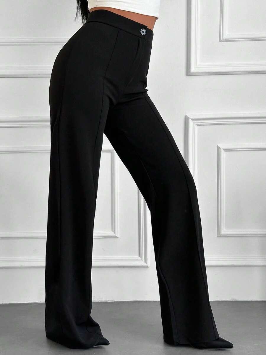 CZARNE ELEGANCKIE SPODNIE WYSOKI STAN