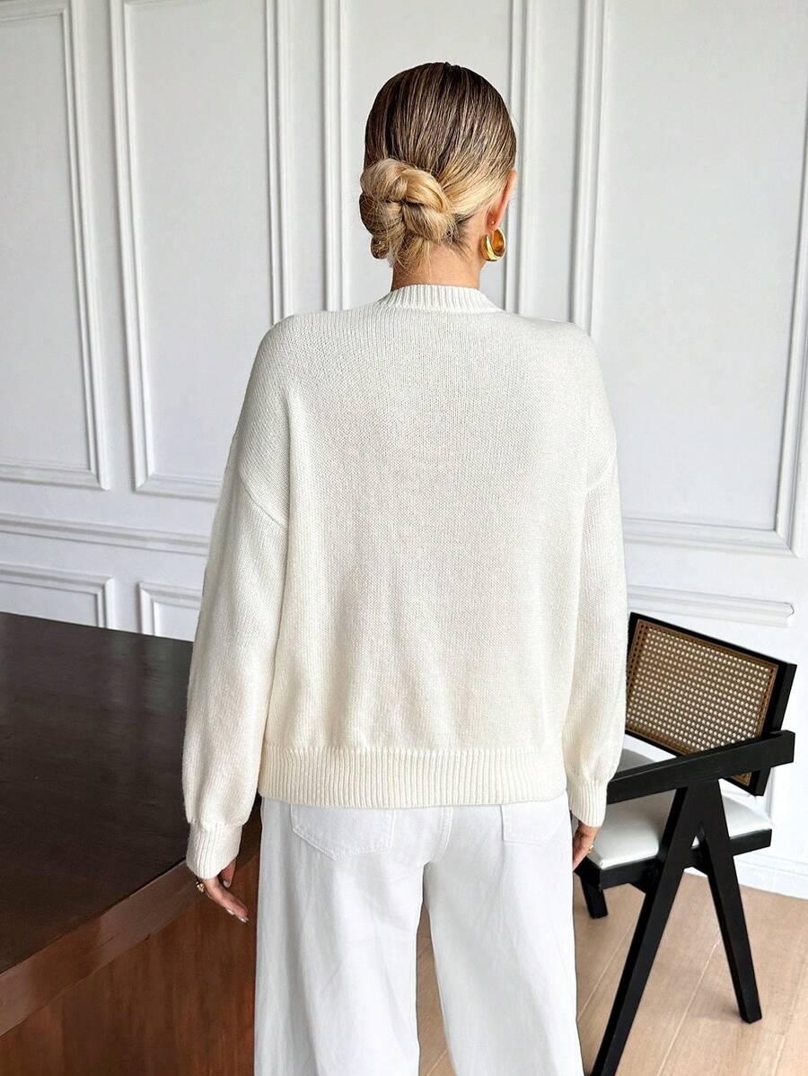 KREMOWY SWETER V NECK 