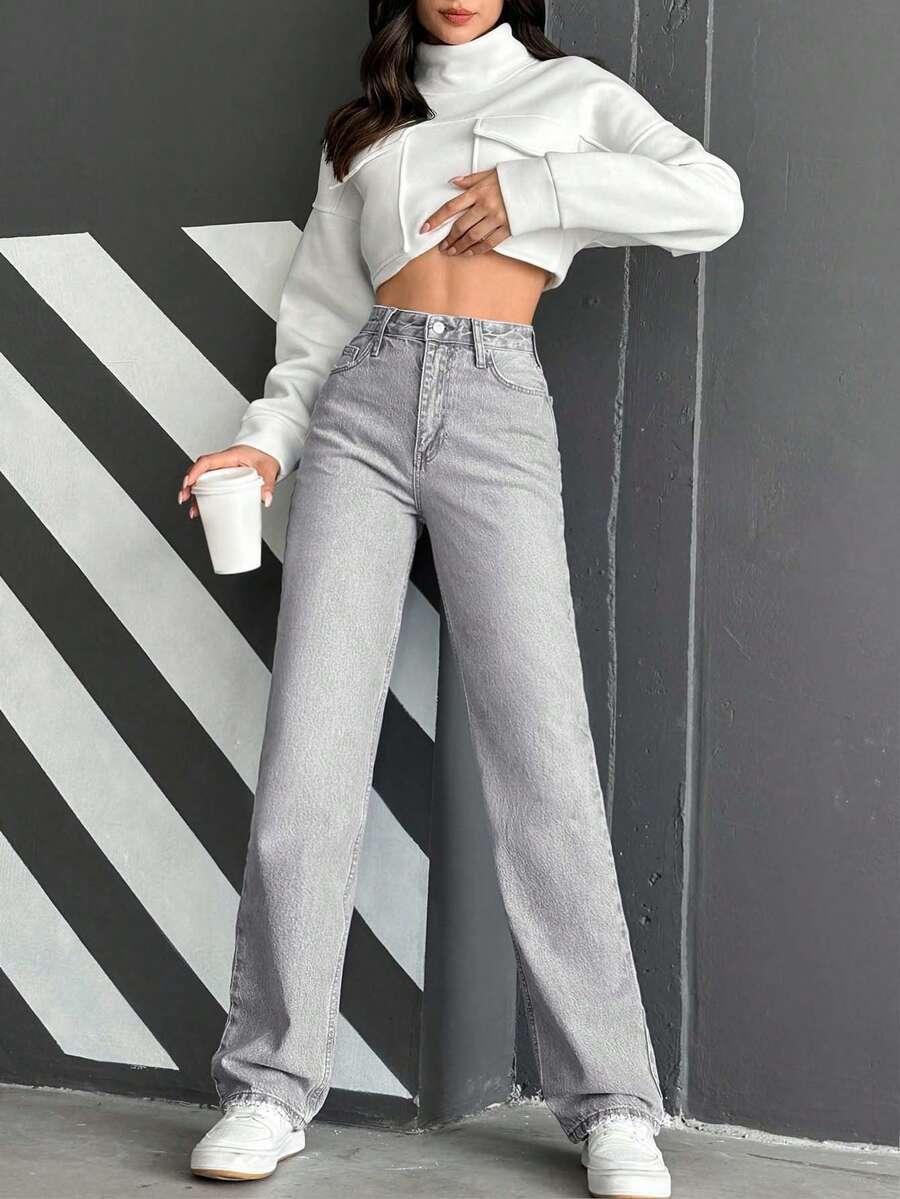 SZARE SPODNIE JEANS