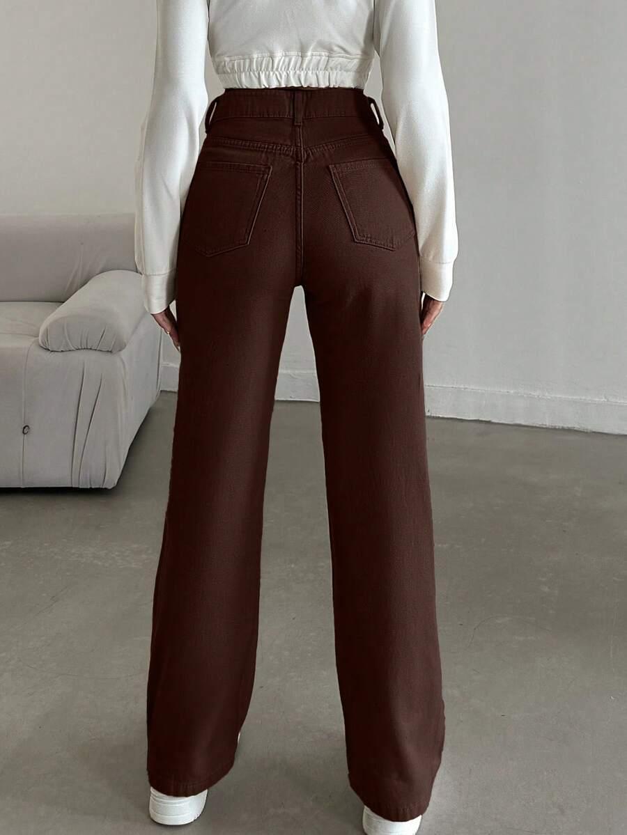 BRĄZOWE SPODNIE JEANS 