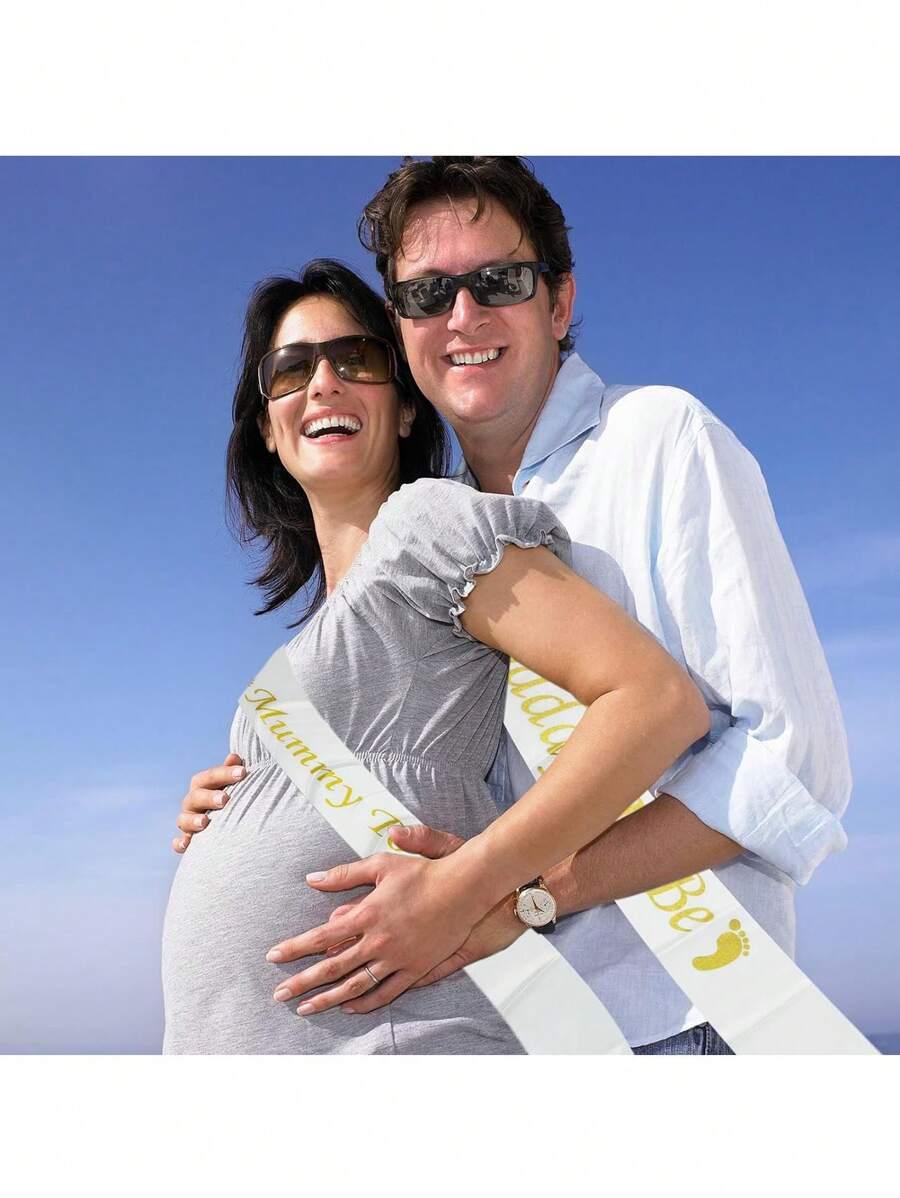 biała szarfa baby shower 2szt.