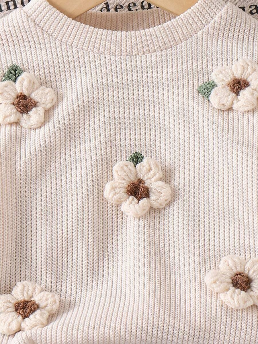 sweter spodnie komplet kwiaty 