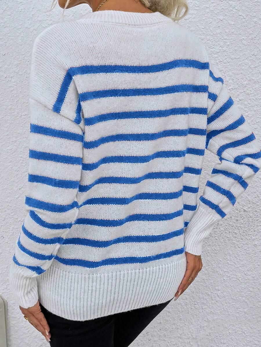 SWETER DAMSKI OKRĄGŁY DEKOLT REGULAR WKŁADANY PRZEZ GŁOWĘ
