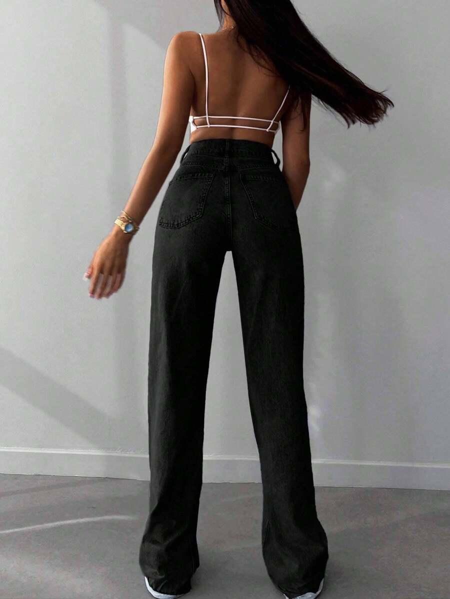 CZARNE SPODNIE JEANS 