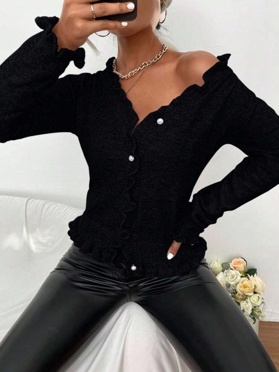 CZARNY SWETER GUZIKI