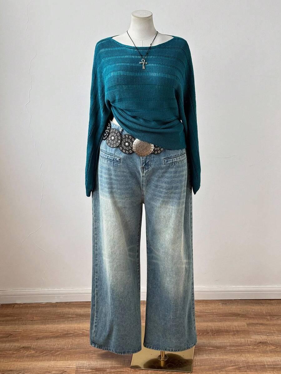 DZIANINOWY SWETER PASKI