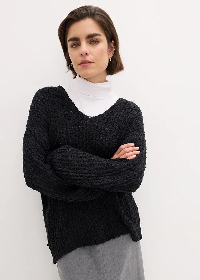 czarny sweter v-neck