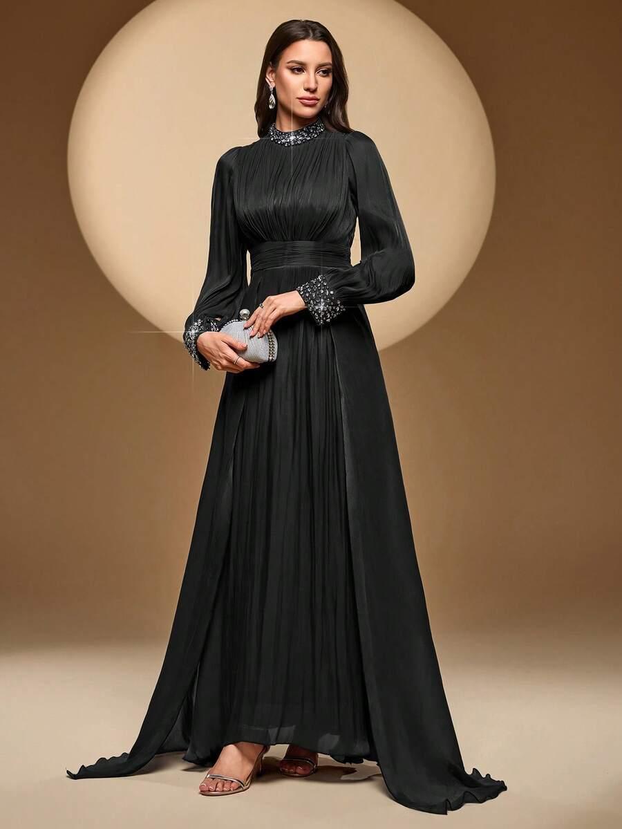 czarna sukienka maxi