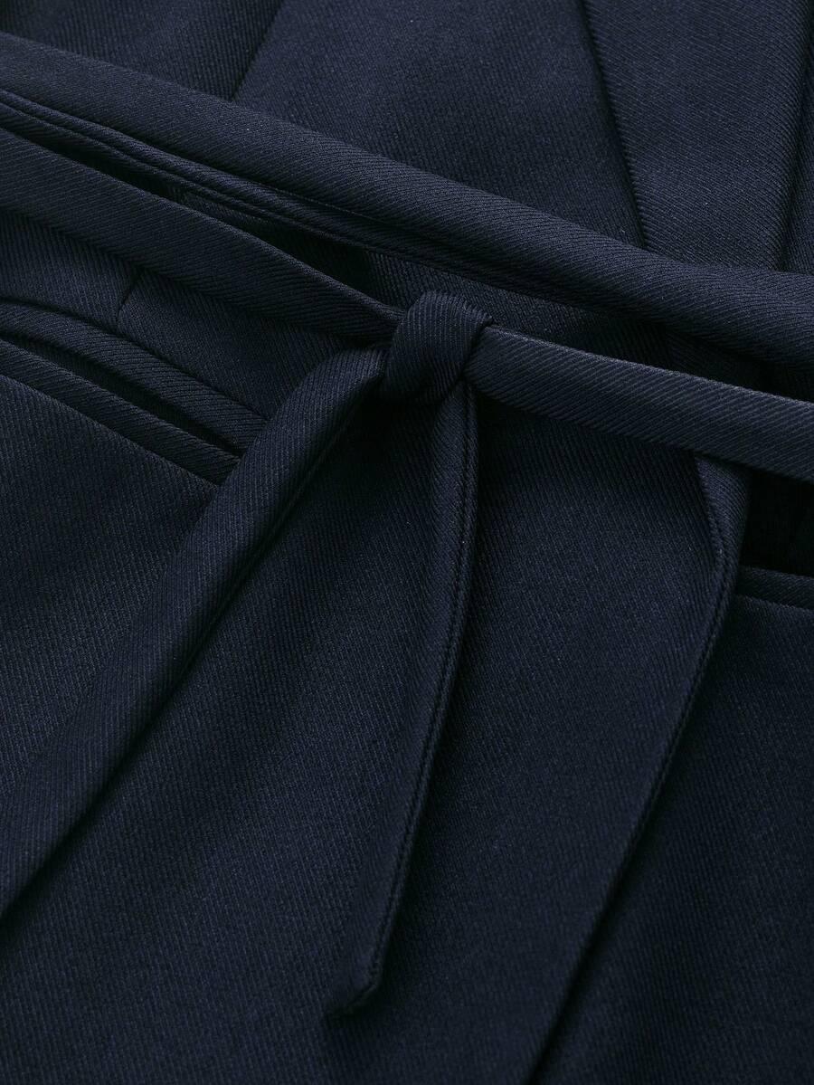 granatowa elegancka kamizelka wiązanie