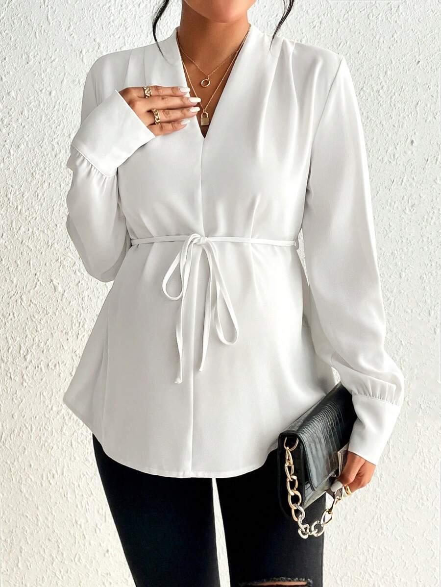 BIAŁA BLUZKA V-NECK