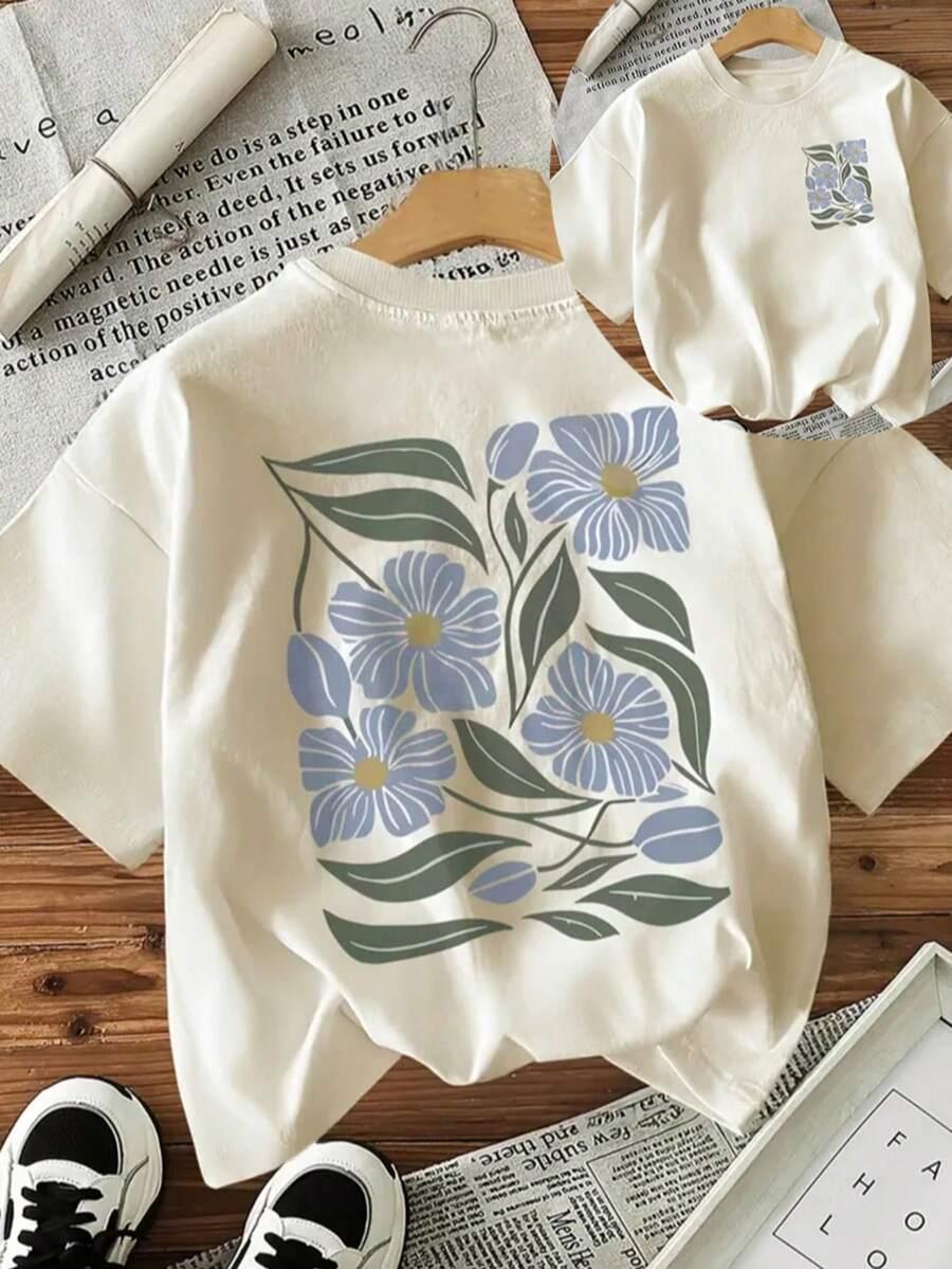 beżowy t-shirt nadruk