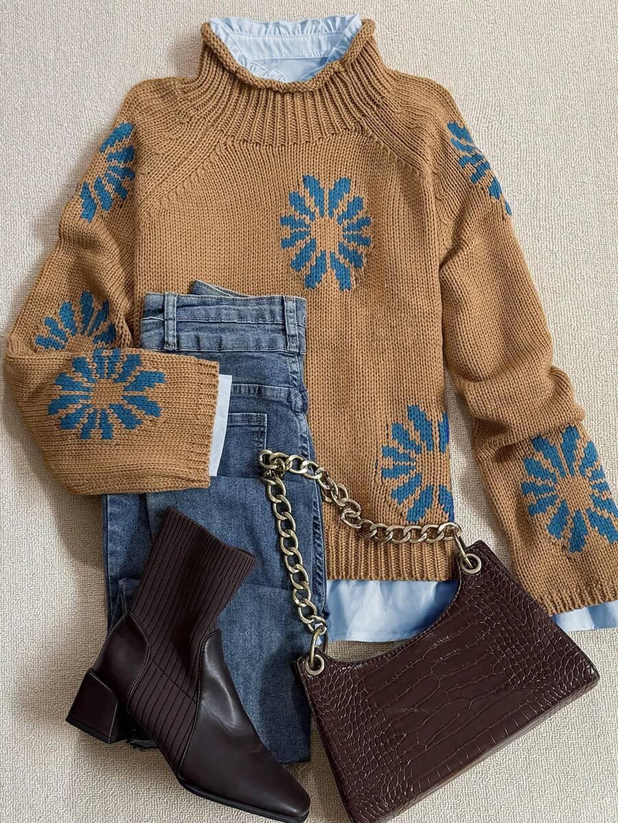 beżowy sweter stójka