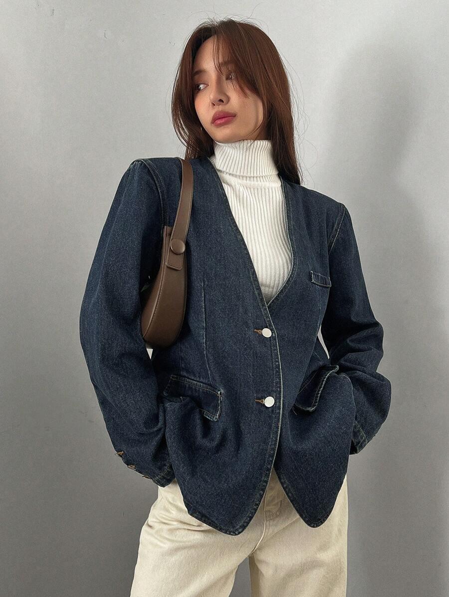 GRANATOWA KURTKA JEANS 