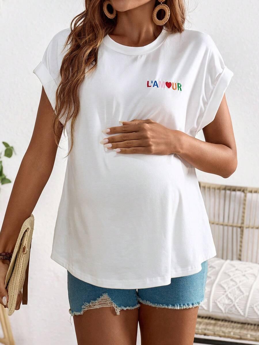 BIAŁY T-SHIRT CIĄŻOWY NAPISY 