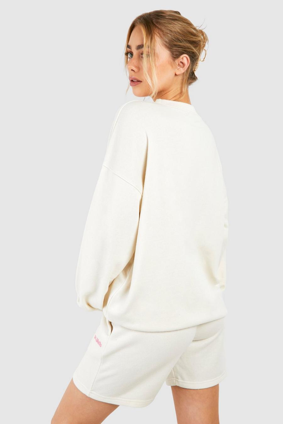 bluza oversize haft Dsgn Studio okrągły dekolt ecru