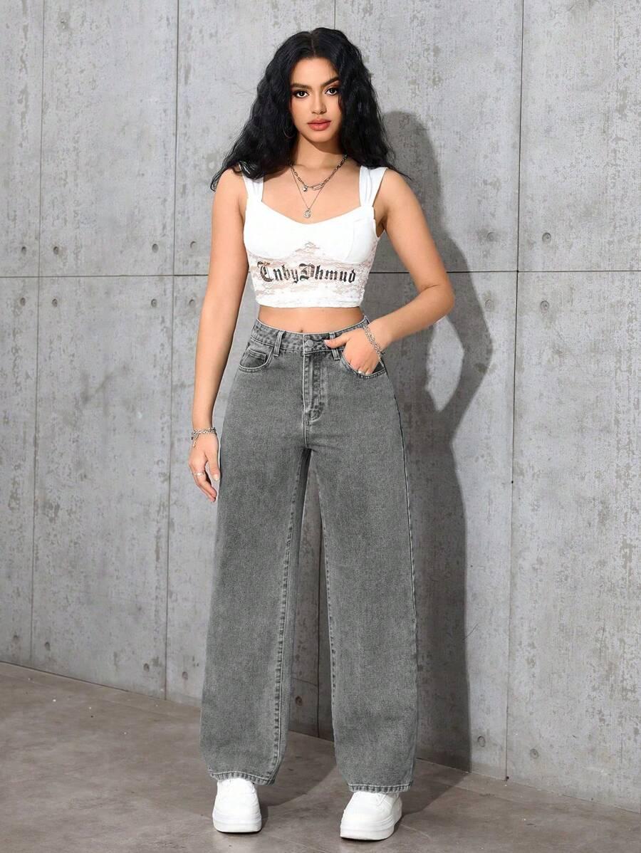 szare spodnie jeans