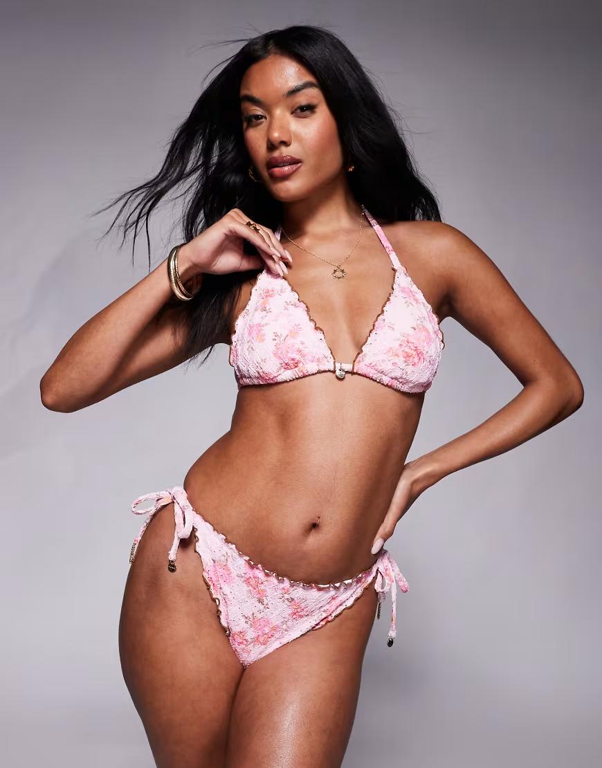 różowy dół od bikini print 