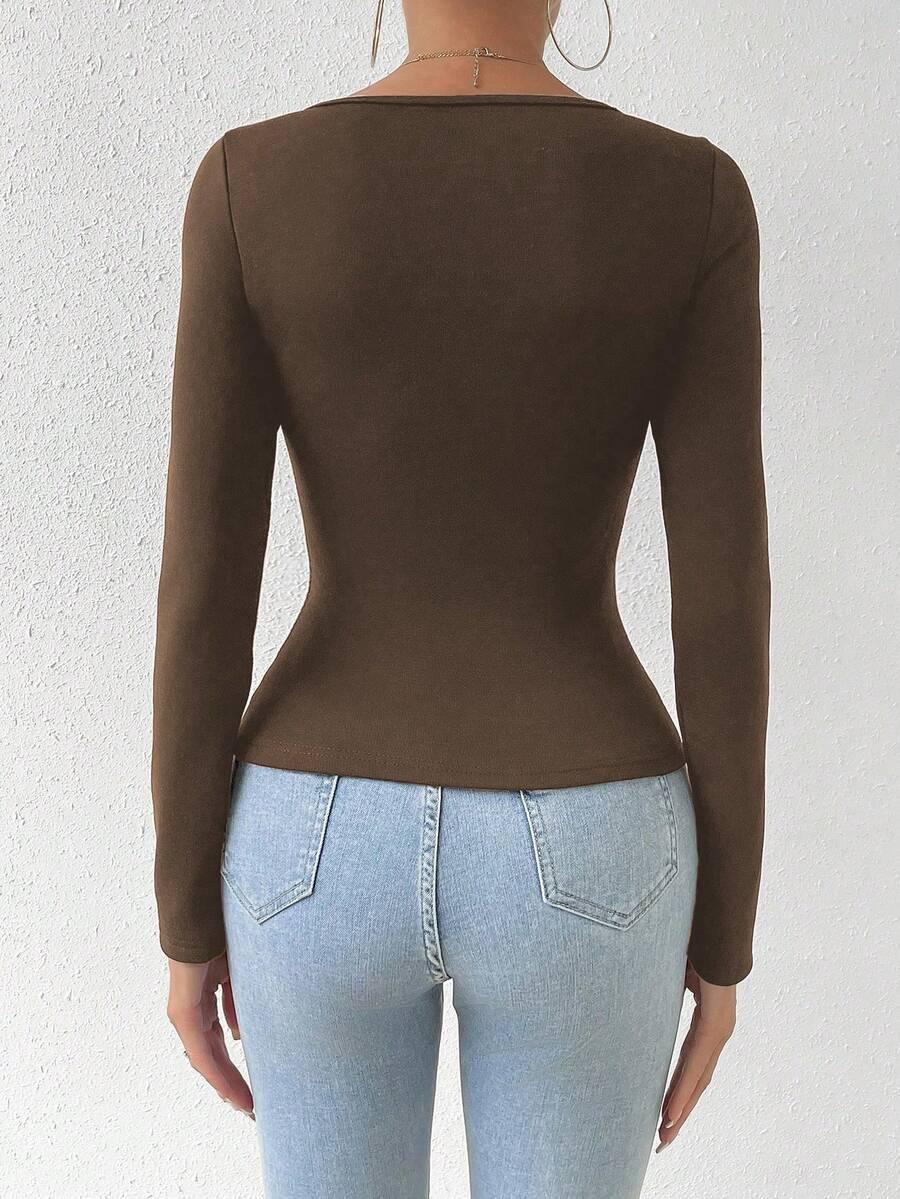 brązowa bluzka długi rękaw