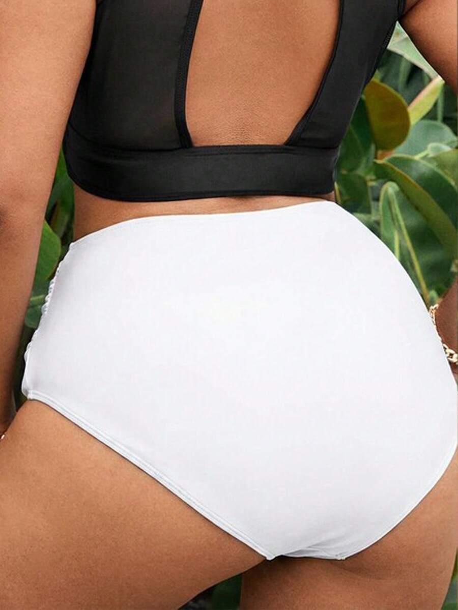 BIAŁY DÓŁ OD BIKINI WYSOKI STAN
