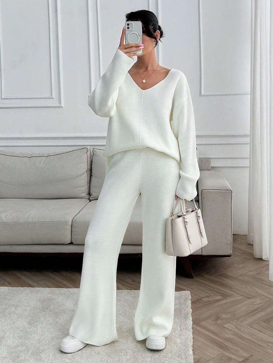 komplet sweter spodnie